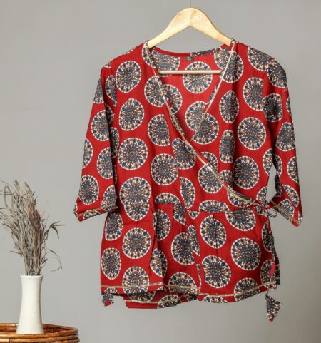 Handmade Block Print Cotton for Women ? Ethnic Floral Printed Top with Long Sleeves