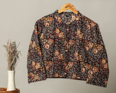 Handmade Block Print Cotton for Women ? Ethnic Floral Printed Top with Long Sleeves