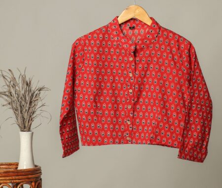 Handmade Block Print Cotton for Women ? Ethnic Floral Printed Top with Long Sleeves