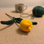 handmade crochet tulip flower yellow knitted home decor