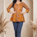 Cotton Kalidar Kurti with Kali beige arch studio front