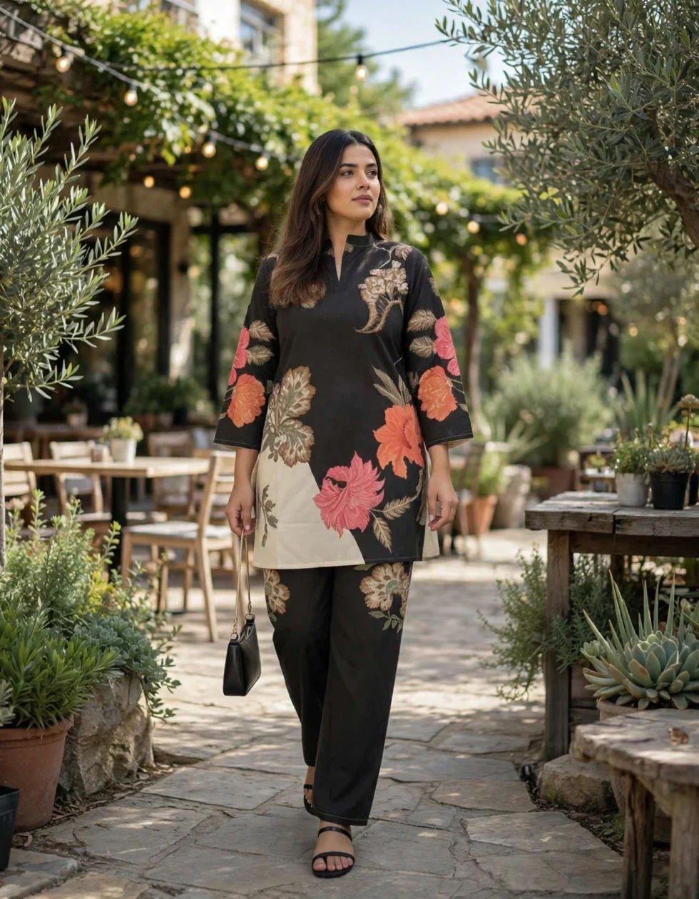 Japanese Silk Co-ord Set for Women outdoor lifestyle
