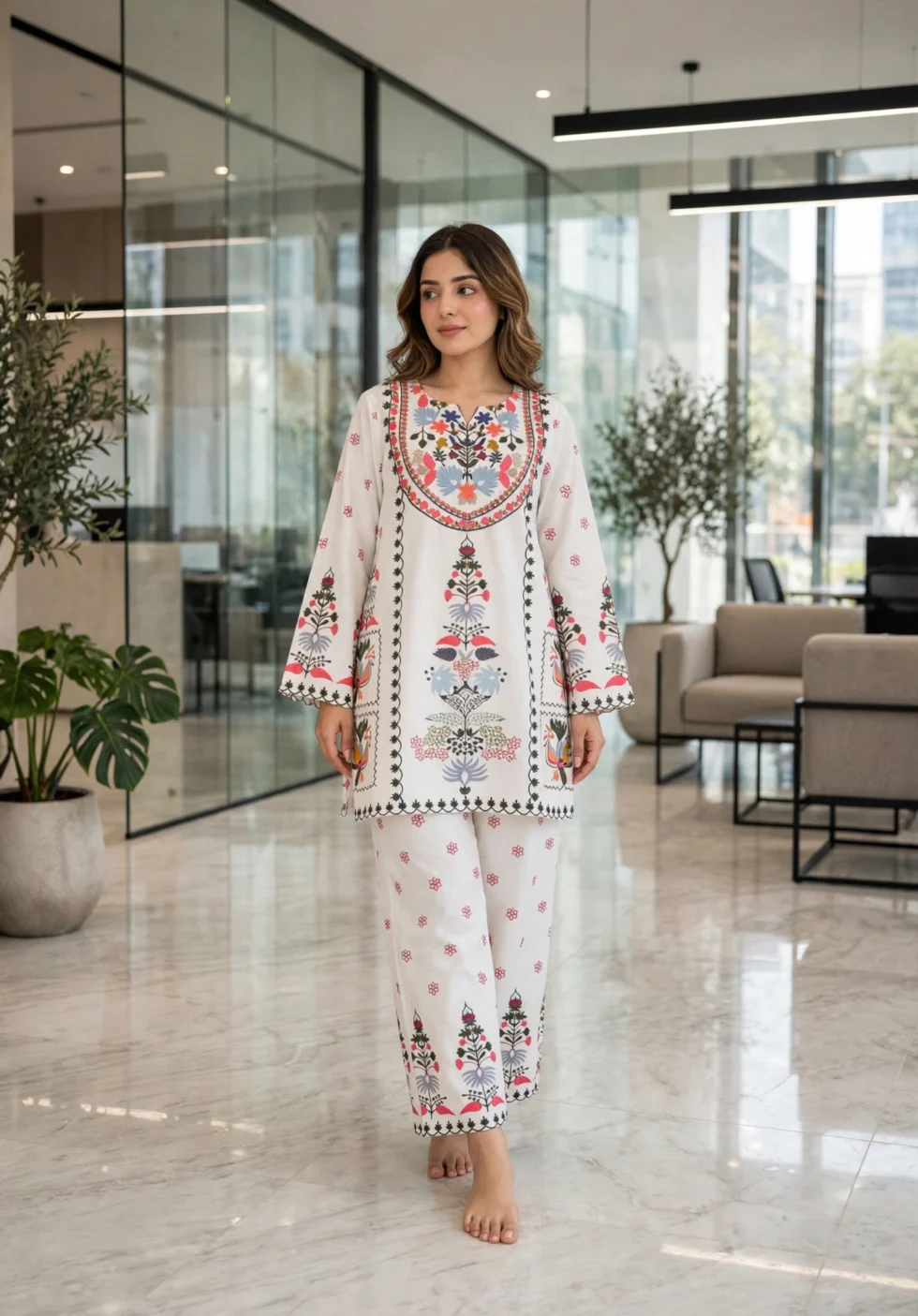 Turkish Cotton Co-ord Set for Women living room front view