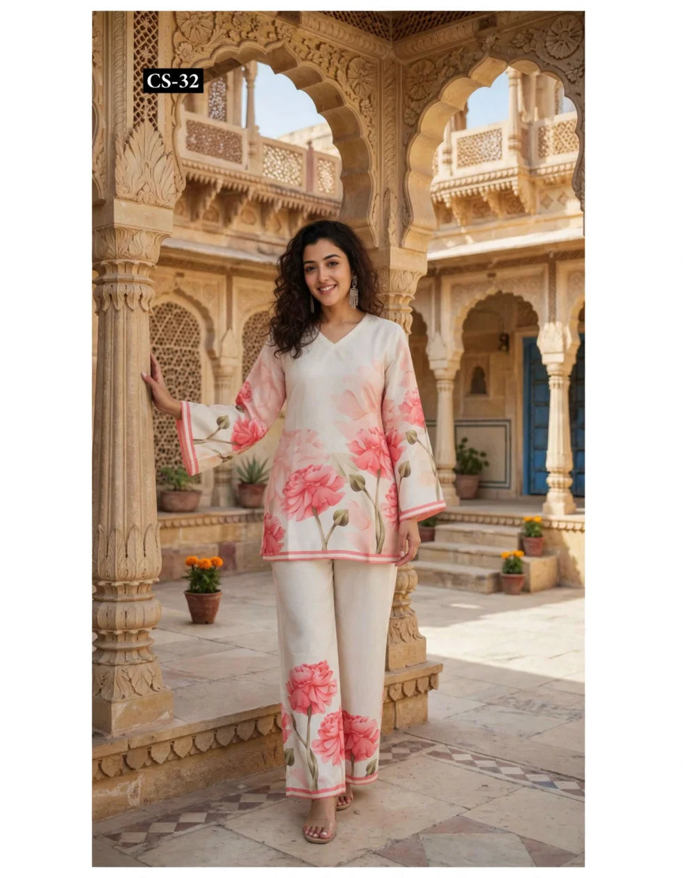 Turkish Cotton Co-ord Set for Women haveli courtyard front