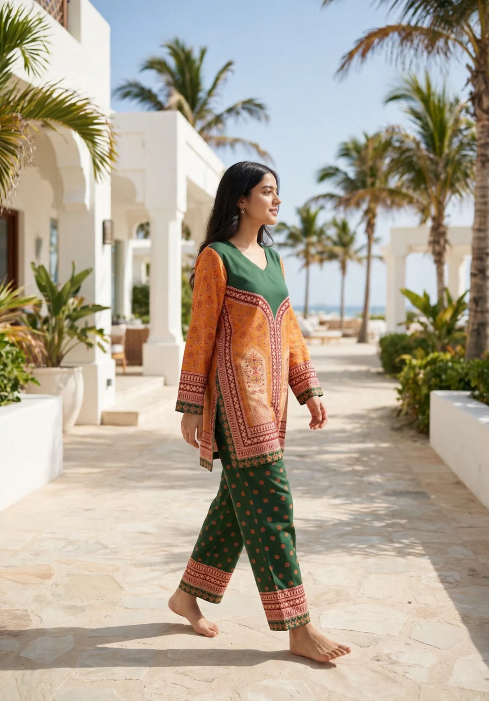 Turkish Cotton Co-ord Set for Women beachside resort side