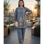 Japanese Crepe Co-ord Set for Women CS-66 rooftop golden hour front view