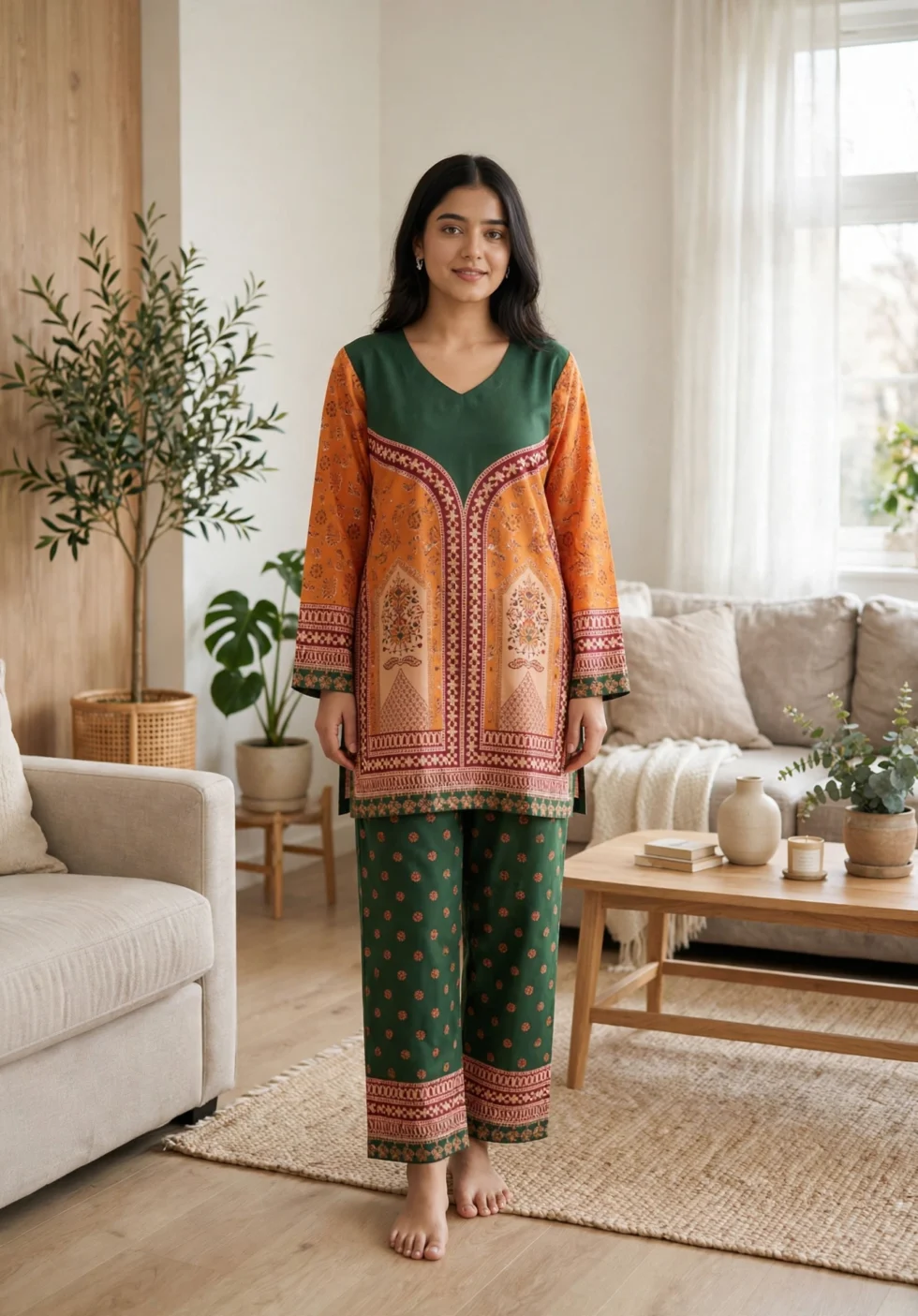 Turkish Cotton Co-ord Set for Women CS-219 Scandinavian living room front