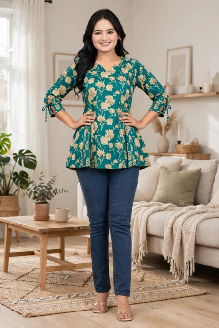 Cotton Kalidar Kurti Kali Waist scandi living room front