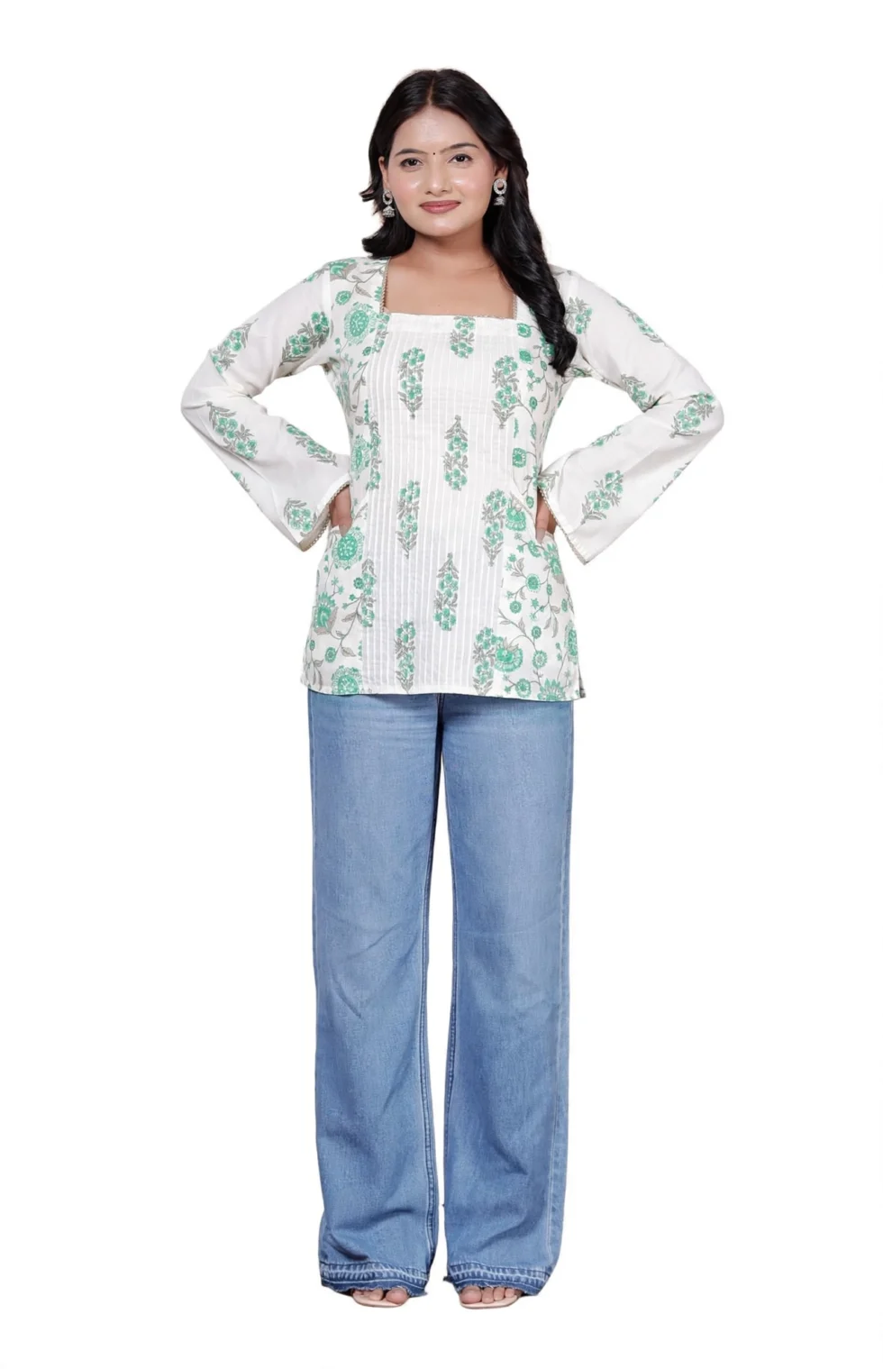 Cotton Pintex Kurti for Women urban blue hour