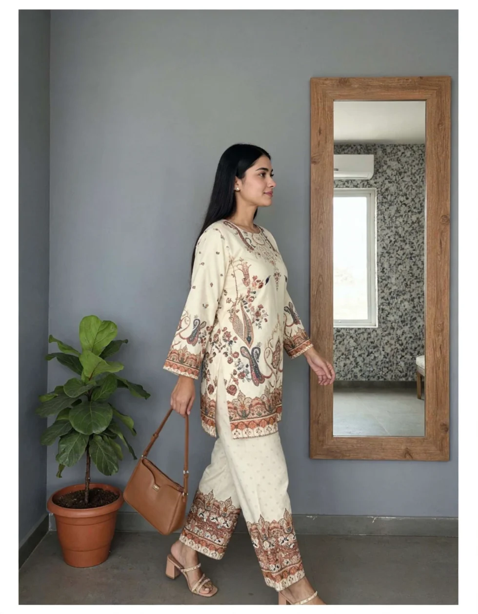 Co-ord Set for Women side walking indoor lifestyle